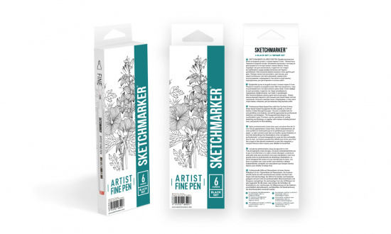 Набор капиллярных ручек Sketchmarker Artist fine pen Black 6цв Набор капиллярных ручек Sketchmarker Artist fine pen Black 6цв